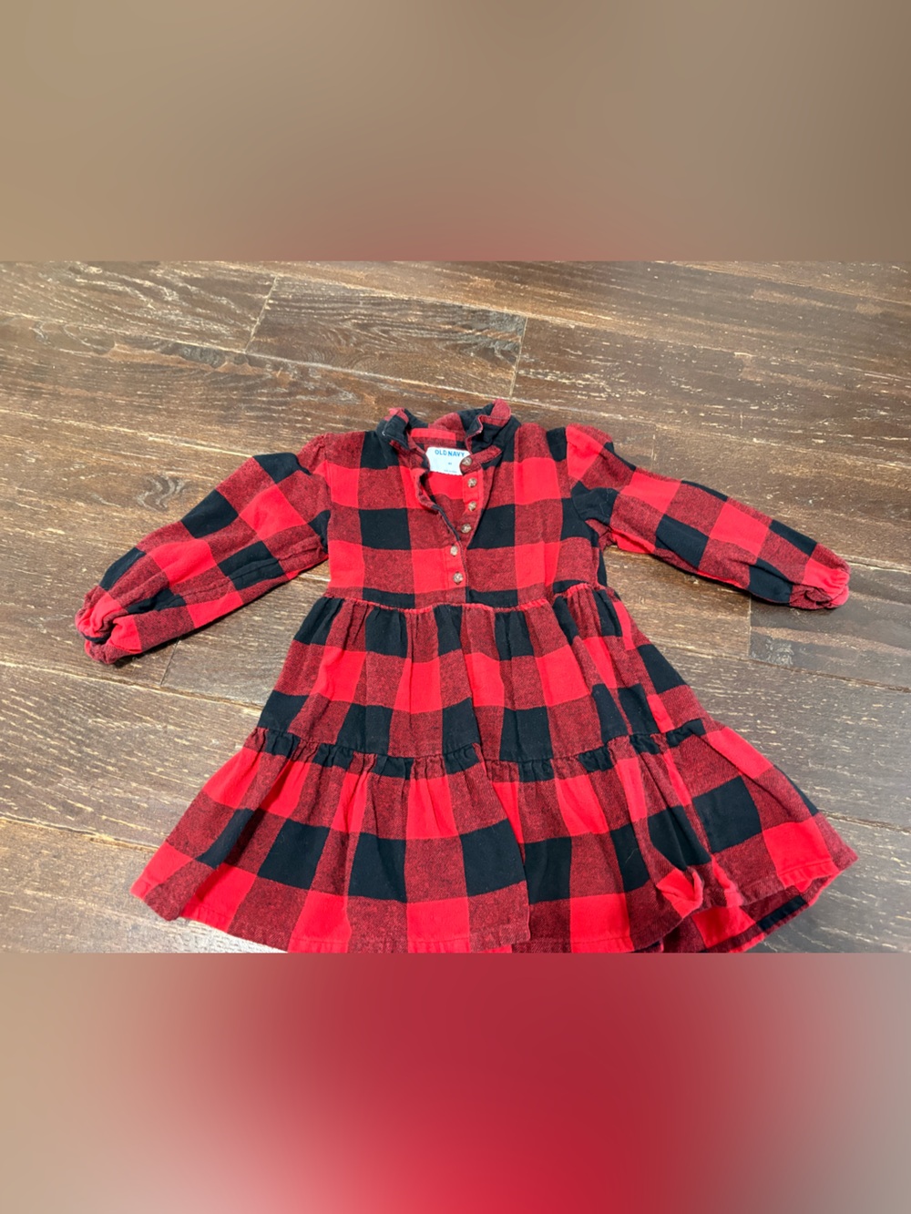 Old Navy Red and Black Buffalo Plaid Tiered Dress